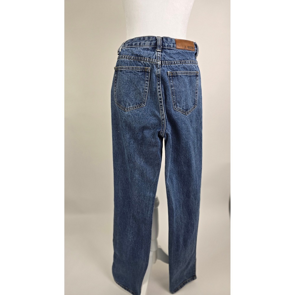 Nasty Gal High Waisted Straight Leg Jeans Medium‎ Wash Side Slit Hem